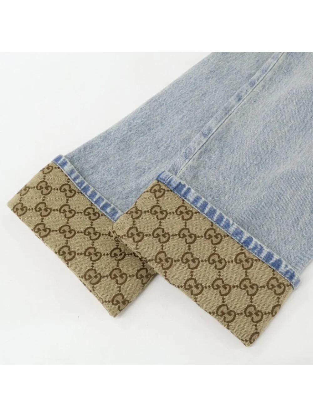 Gucci Light Blue GG Turnup Washed Denim Pants 28